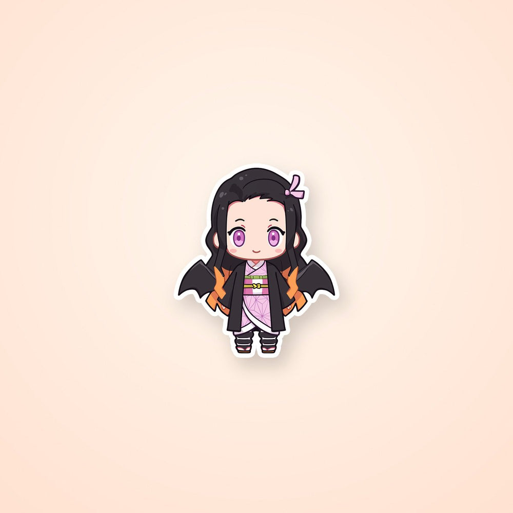 Chibi Nezuko Kamado Demon Slayer Bat Wings Sticker