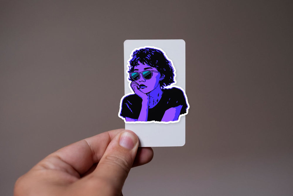 Neon Aesthetic Girl Sunglasses Sticker