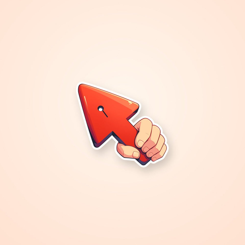 Hand Holding Red Arrow Sticker