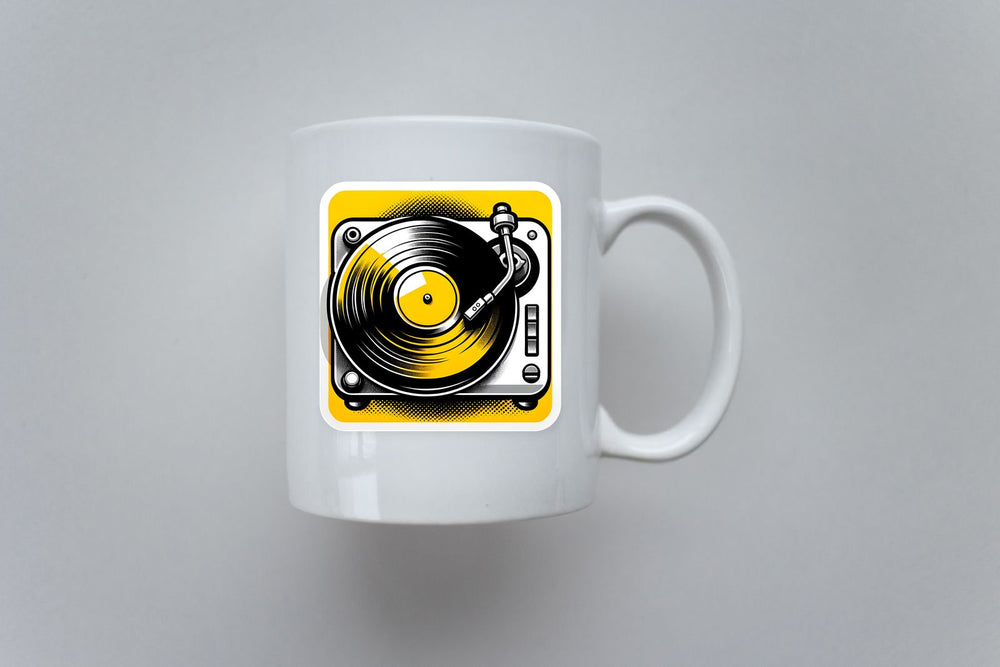 Vinyl Turntable Yellow Record Sticker