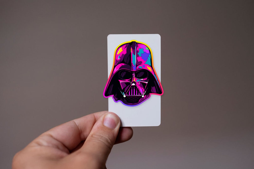 Pink Darth Vader Head Colorful Stroke Sticker