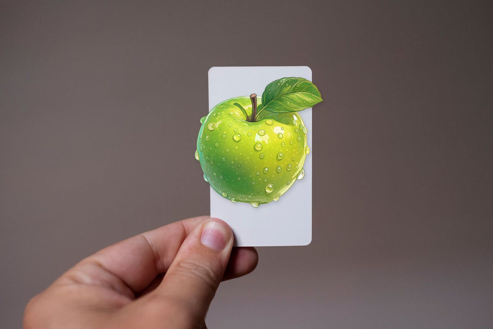 Green Apple with Water Drops Sticker