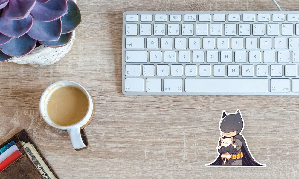 Chibi Batman Cat Cozy Sticker