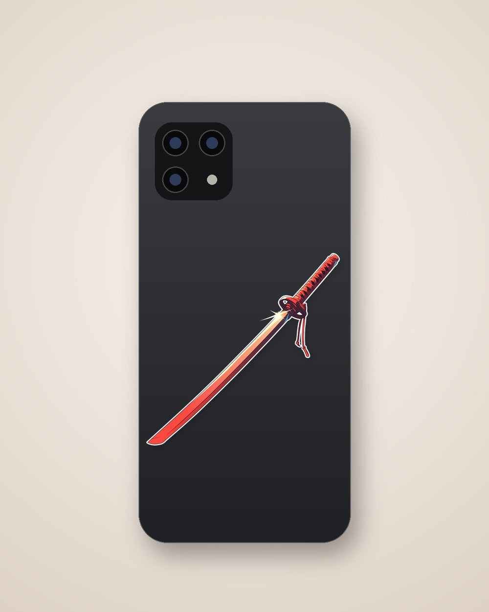 Red Katana Sword Clipart Sticker