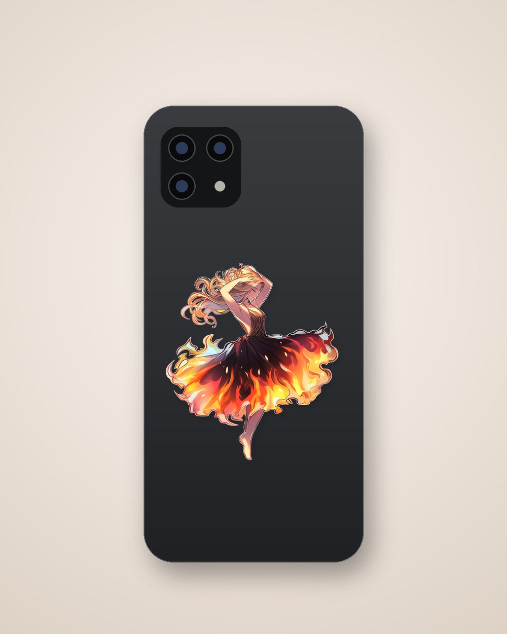 Dancing Anime Girl with Fiery Dress Sticker