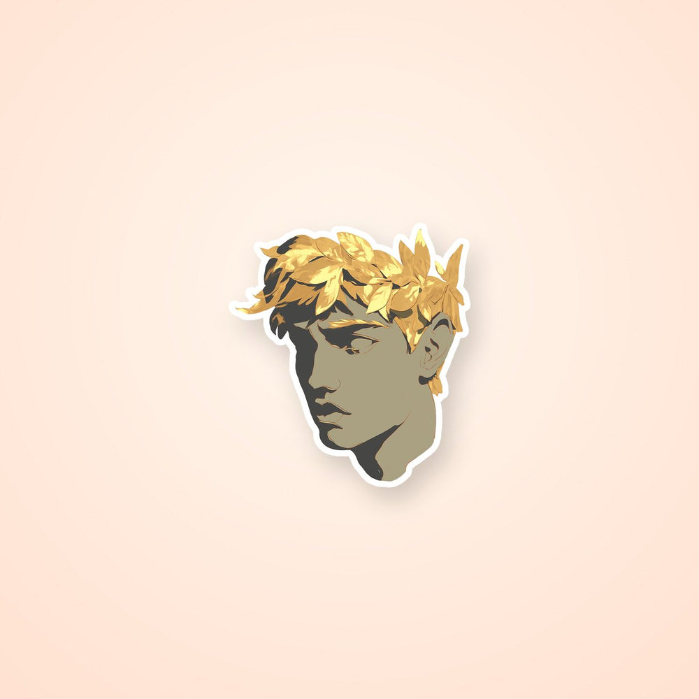 Golden Laurel Statue Head Sticker