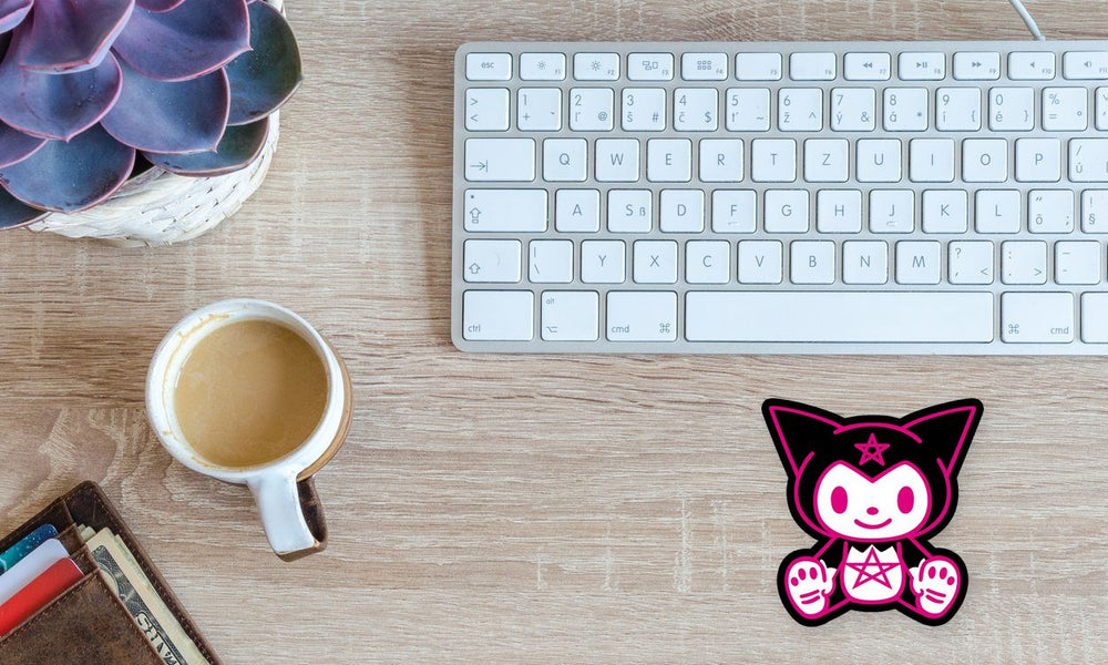 Neon Kuromi Pentagram Goth Outline Sticker