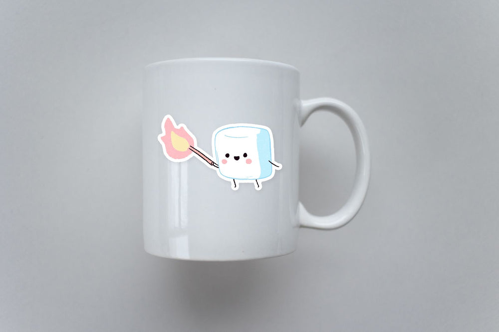 Magic Marshmallow with Flame Kawaii Sticker