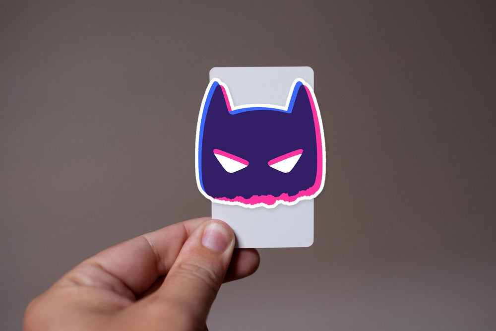 Neon Purple Evil Batman Face Sticker