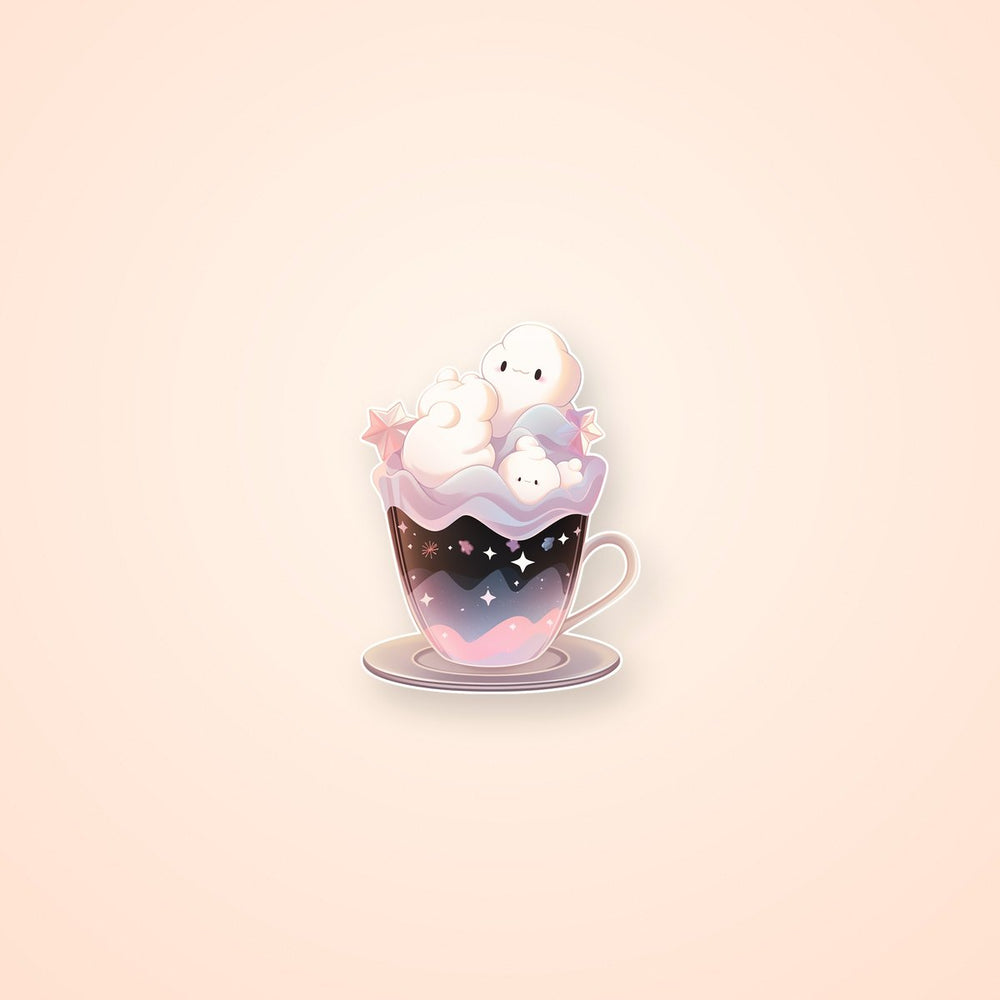 Cup with Cute Marshmallows Sticker