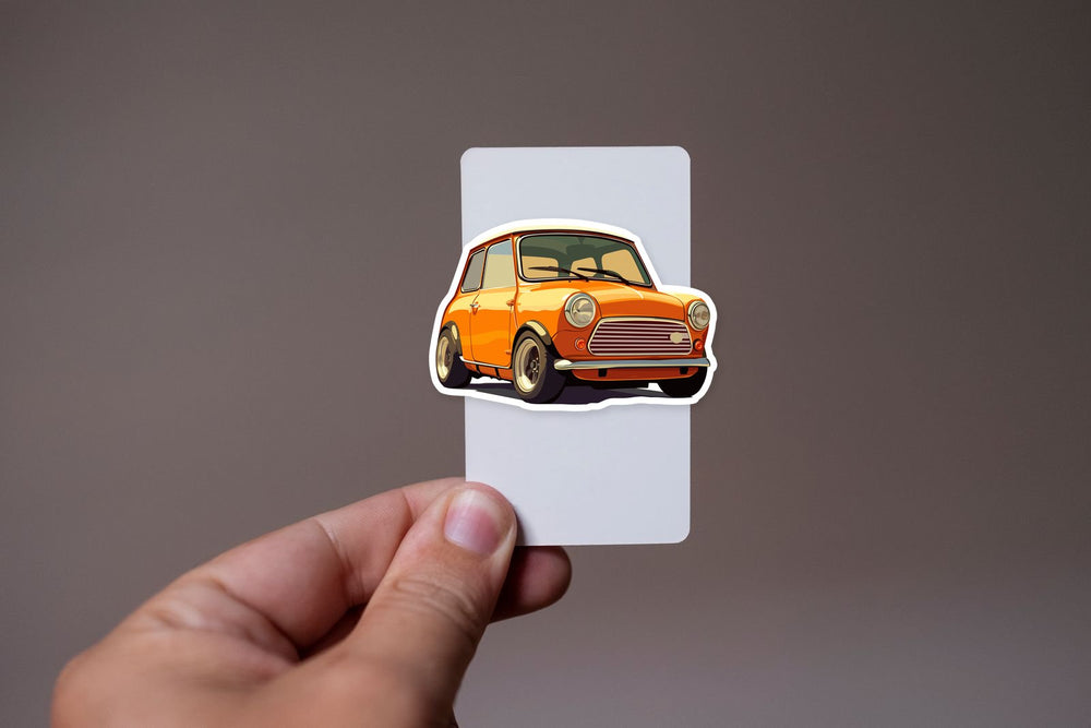 Mini Cooper Orange Classic Car Sticker
