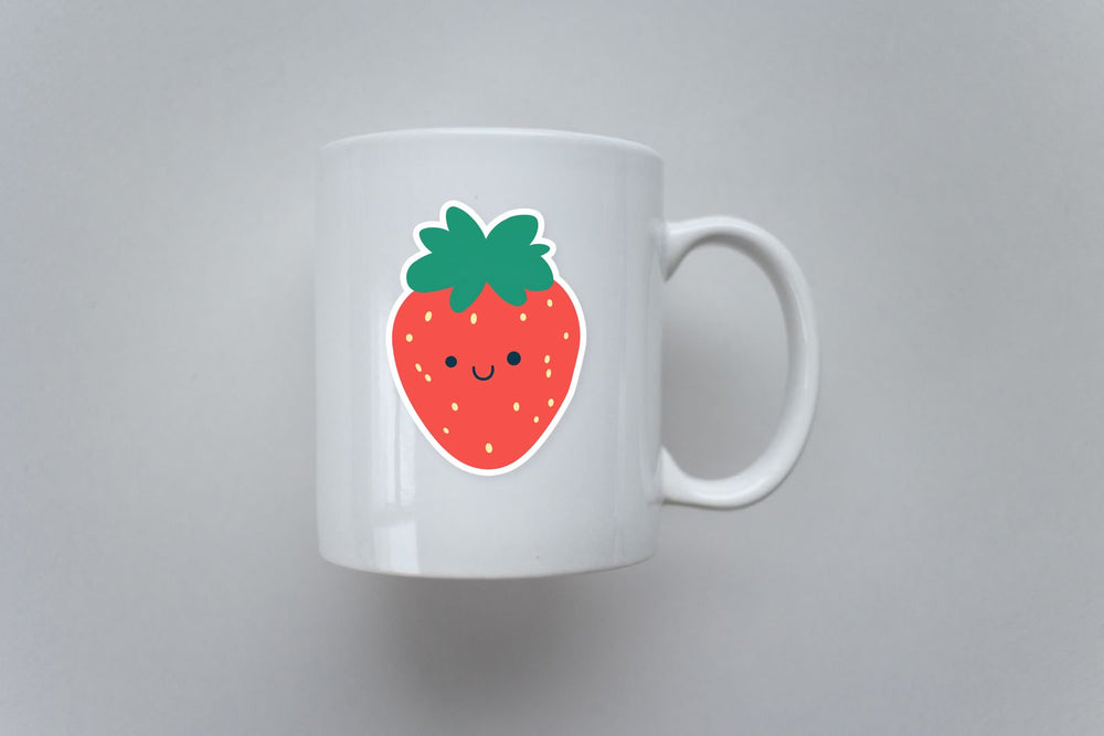 Kawaii Smiling Strawberry Sticker