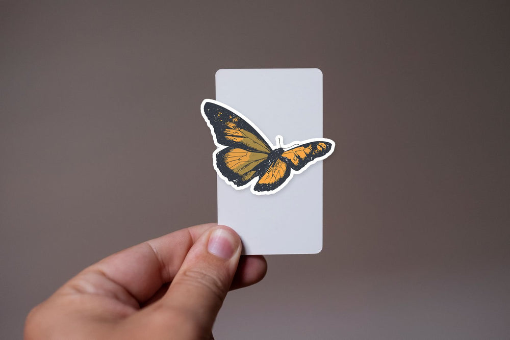 Vintage Monarch Butterfly Grunge Art Sticker