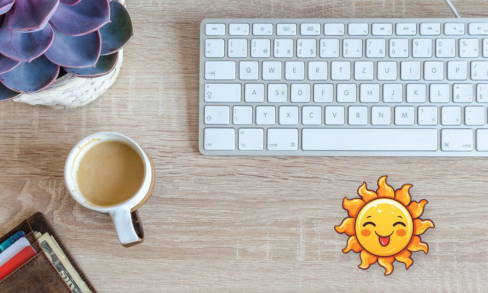 Yellow Sun Sticking Out Tongue Sticker
