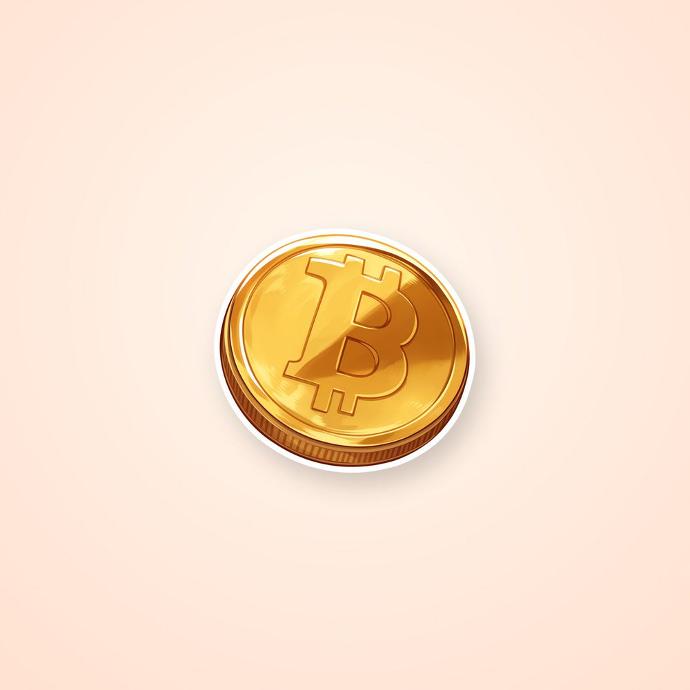Gold Bitcoin Coin Sticker