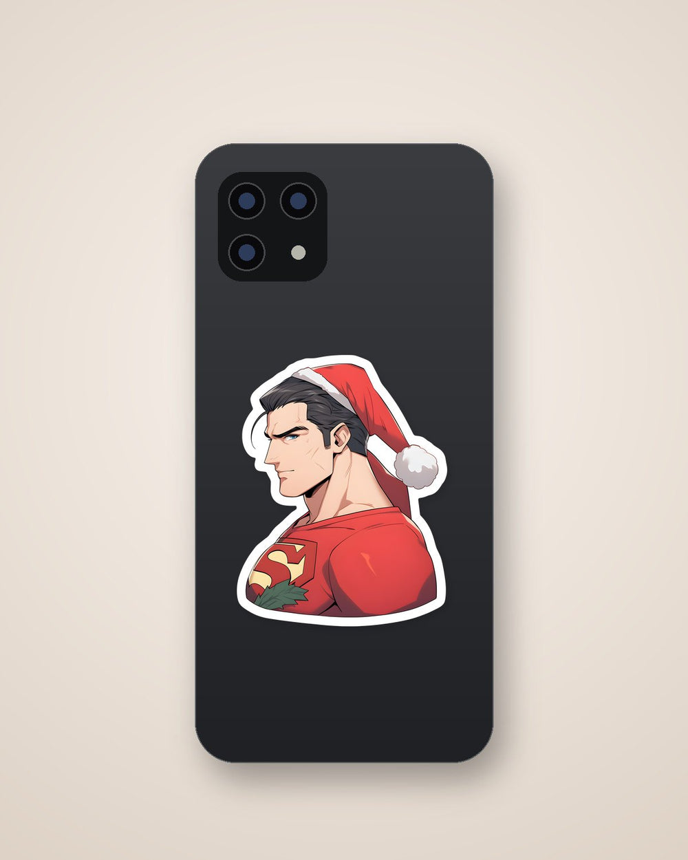 DC Superman in Christmas Hat Sticker