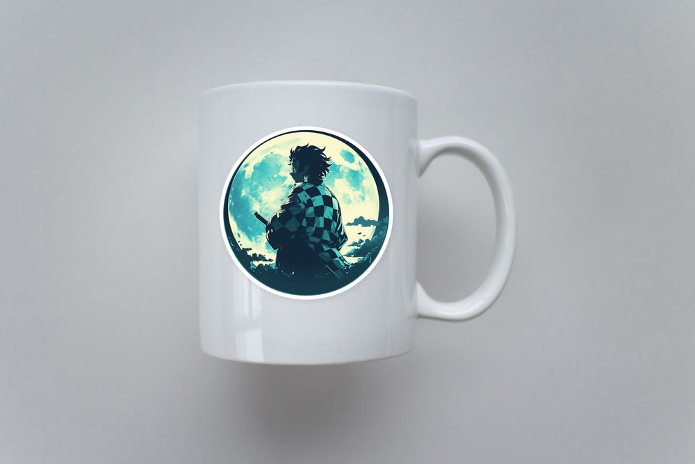Tanjiro Moonlight Silhouette Anime Sticker