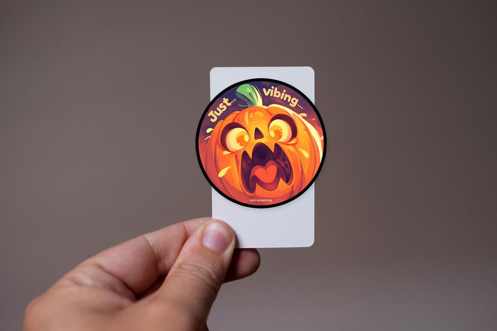 Scared Pumpkin Just Vibing Sticker