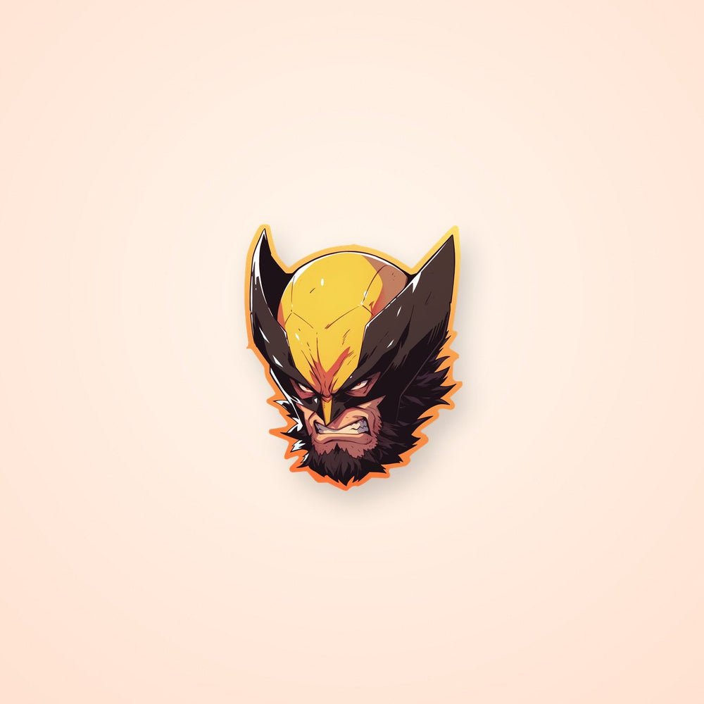 Angry Wolverine Head Orange Stroke Sticker