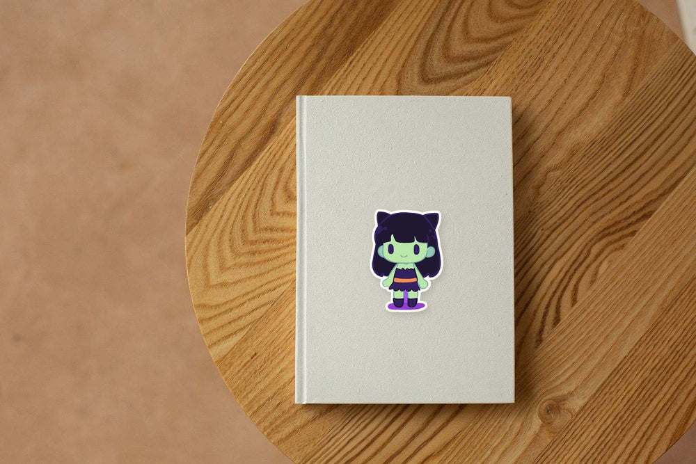Green Monster Franken Girl Sticker