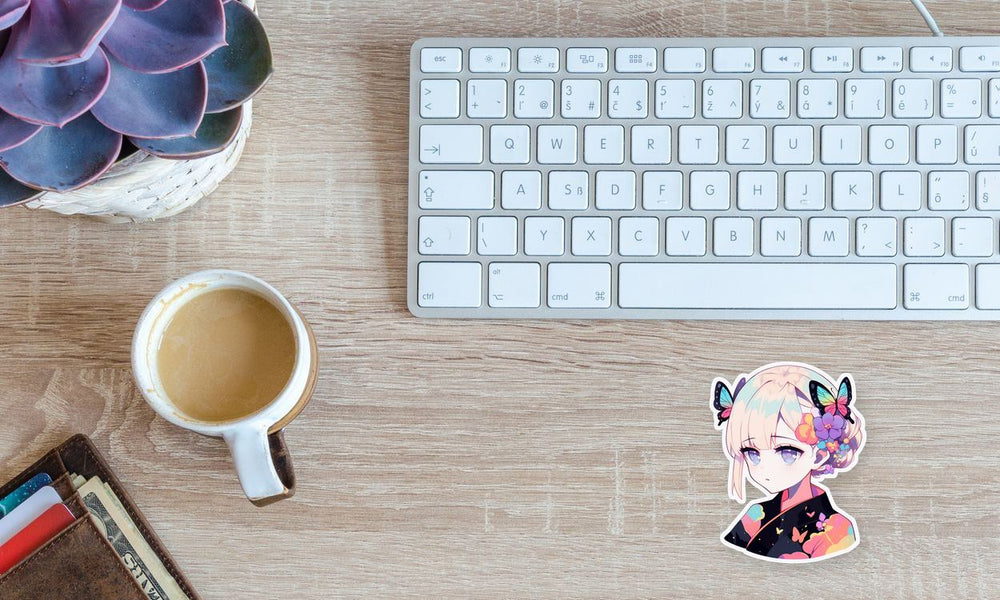 Anime Girl with Butterflies Sticker