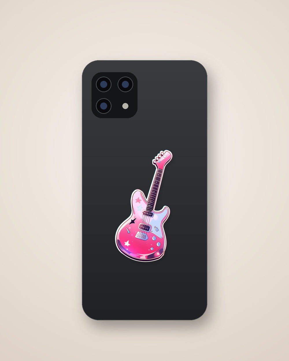 Pink Rock Guitar Sticker