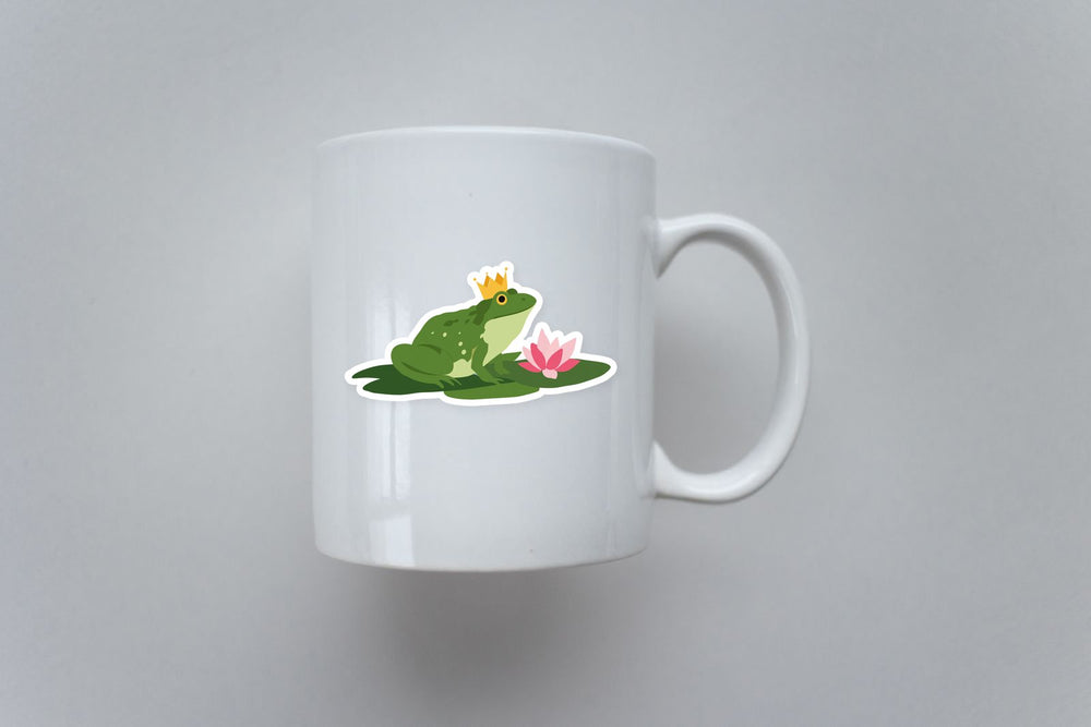 Frog King Crown Lily Pad Cute Sticker