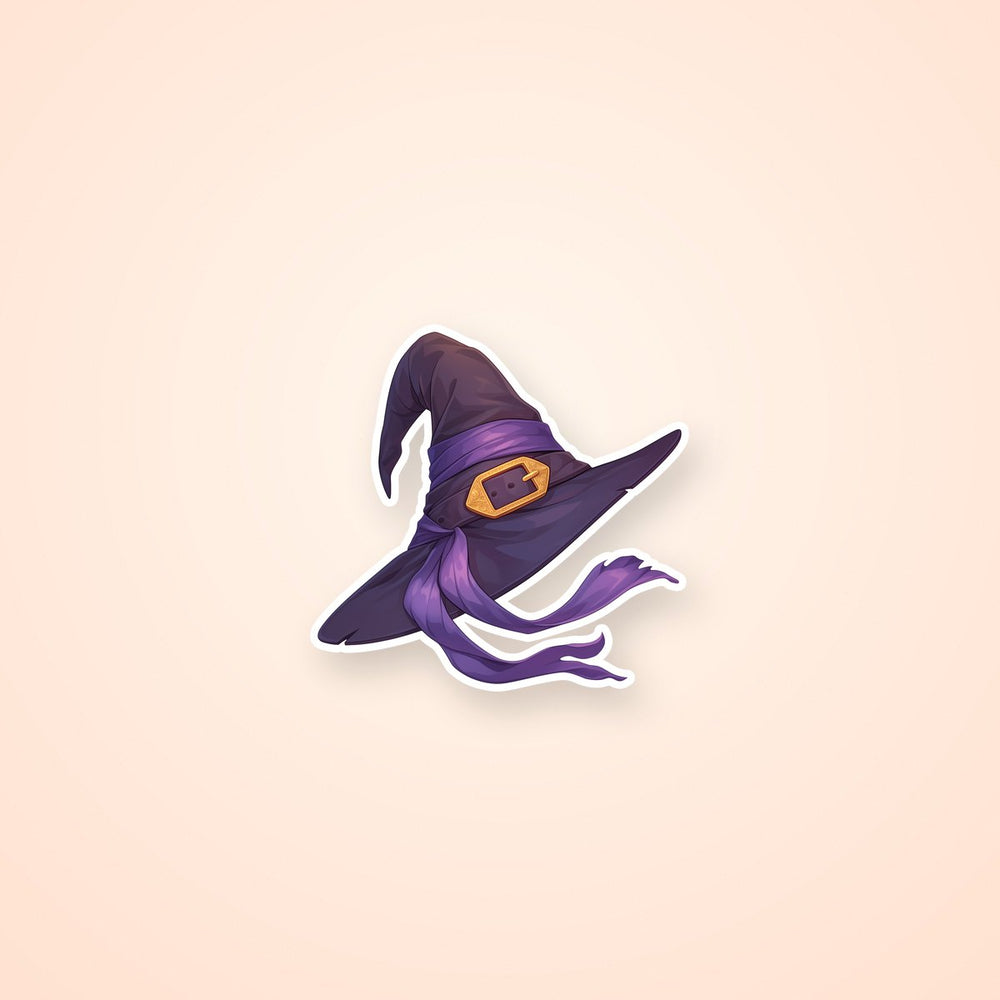 Witch Hat Purple Ribbon Sticker