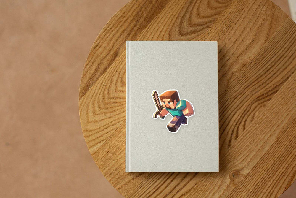 Minecraft Steve Running Sword Sticker
