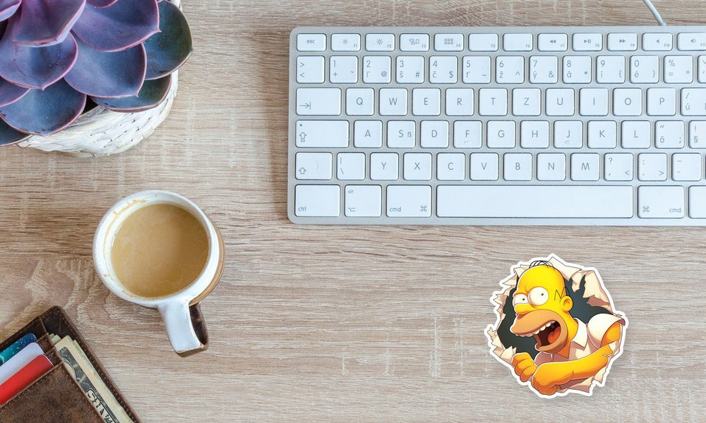 Homer Simpson Breaking Wall Funny Cartoon Sticker