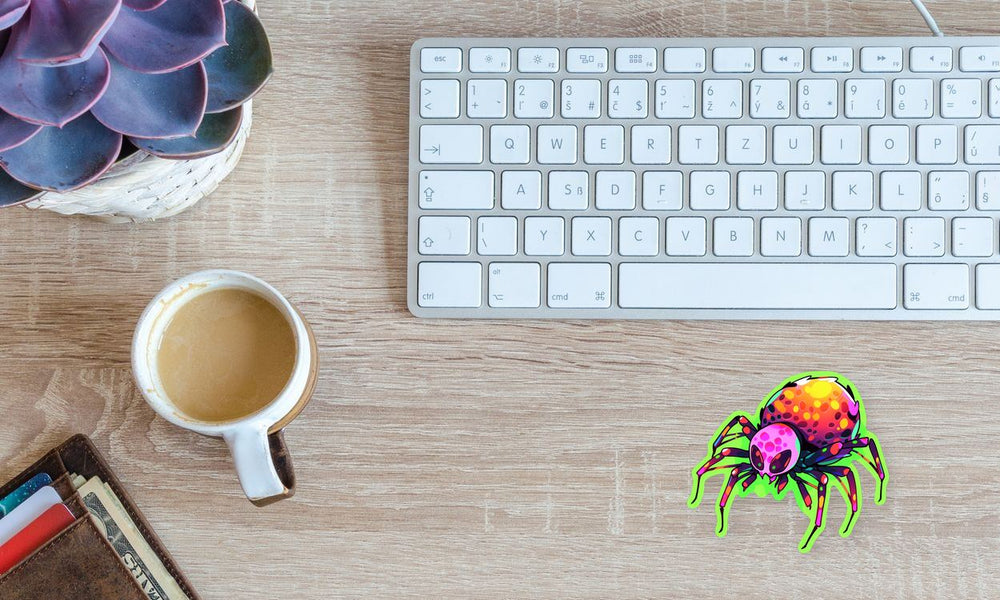 Halloween Colorful Spider Green Stroke Sticker