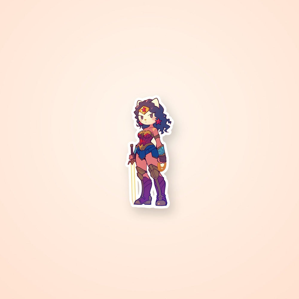 Hello Kitty Wonder Woman Kawaii Superhero Sticker
