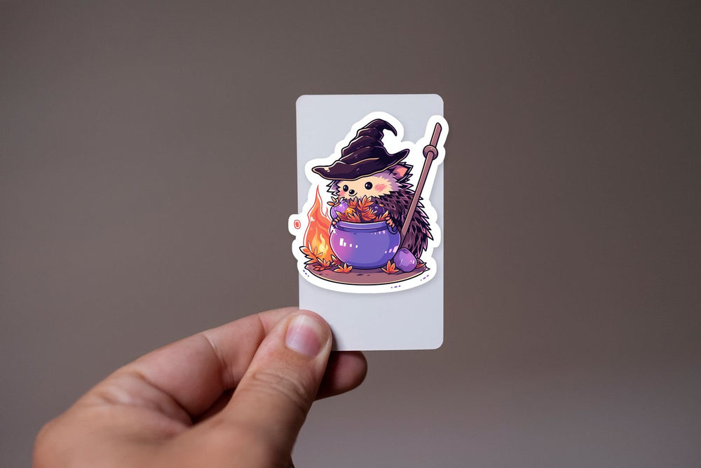 Hedgehog with Witch Cauldron Sticker