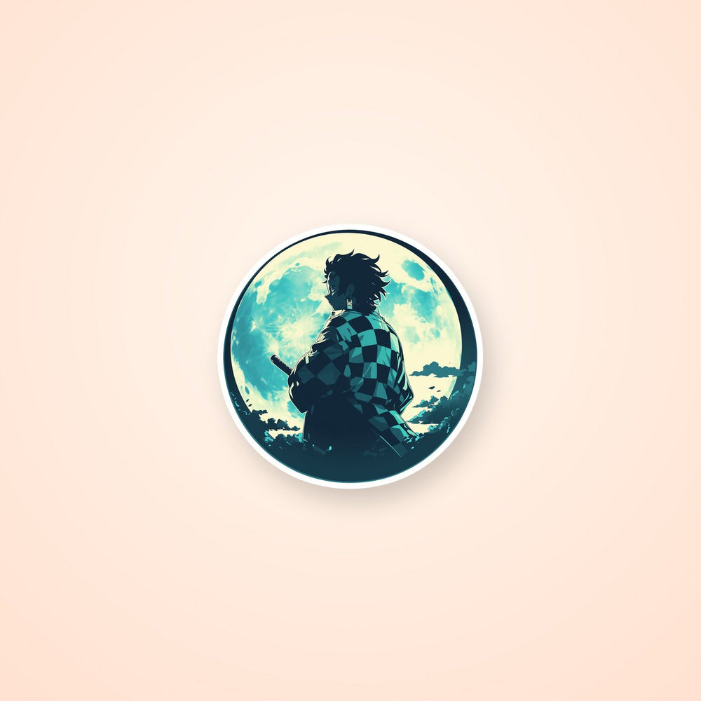 Tanjiro Moonlight Silhouette Anime Sticker