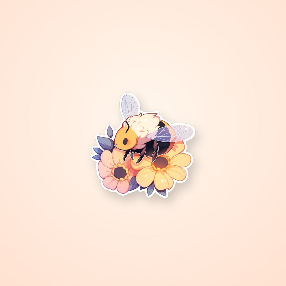 Cute Bee on a Flowers Sticker