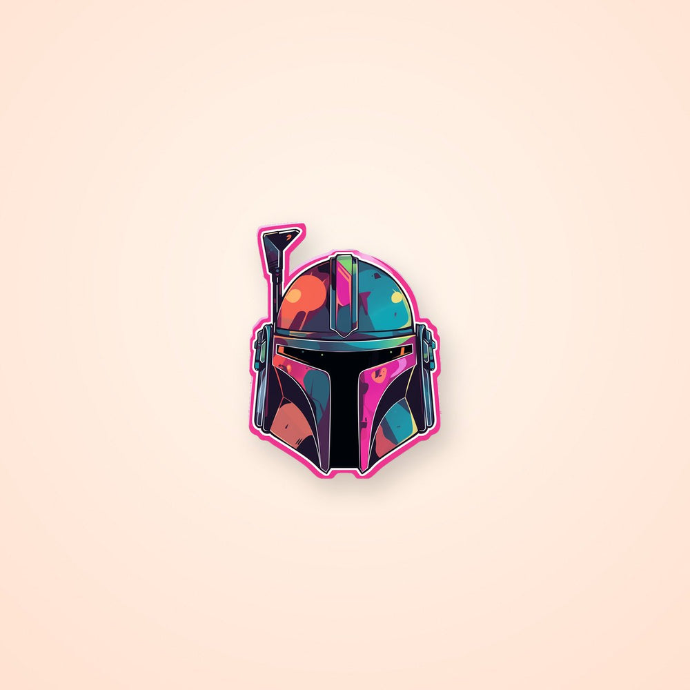 Star Wars Mandalorian Helmet Red Stroke Sticker