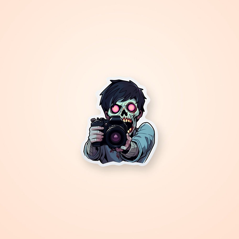 Scary Zombie Photographer Sticker