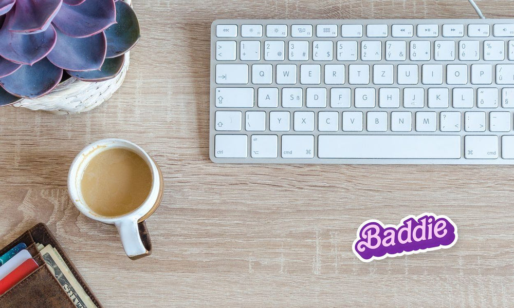 Baddie Logo Purple Text Sticker