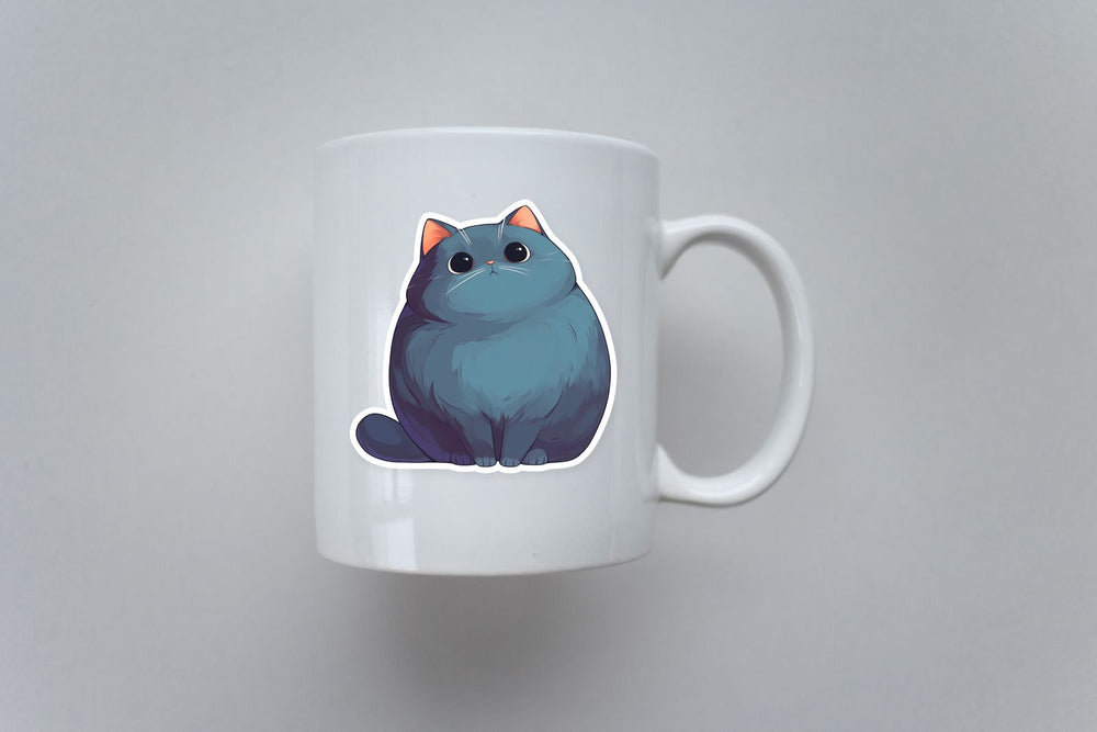 Fluffy Blue Cat Sticker