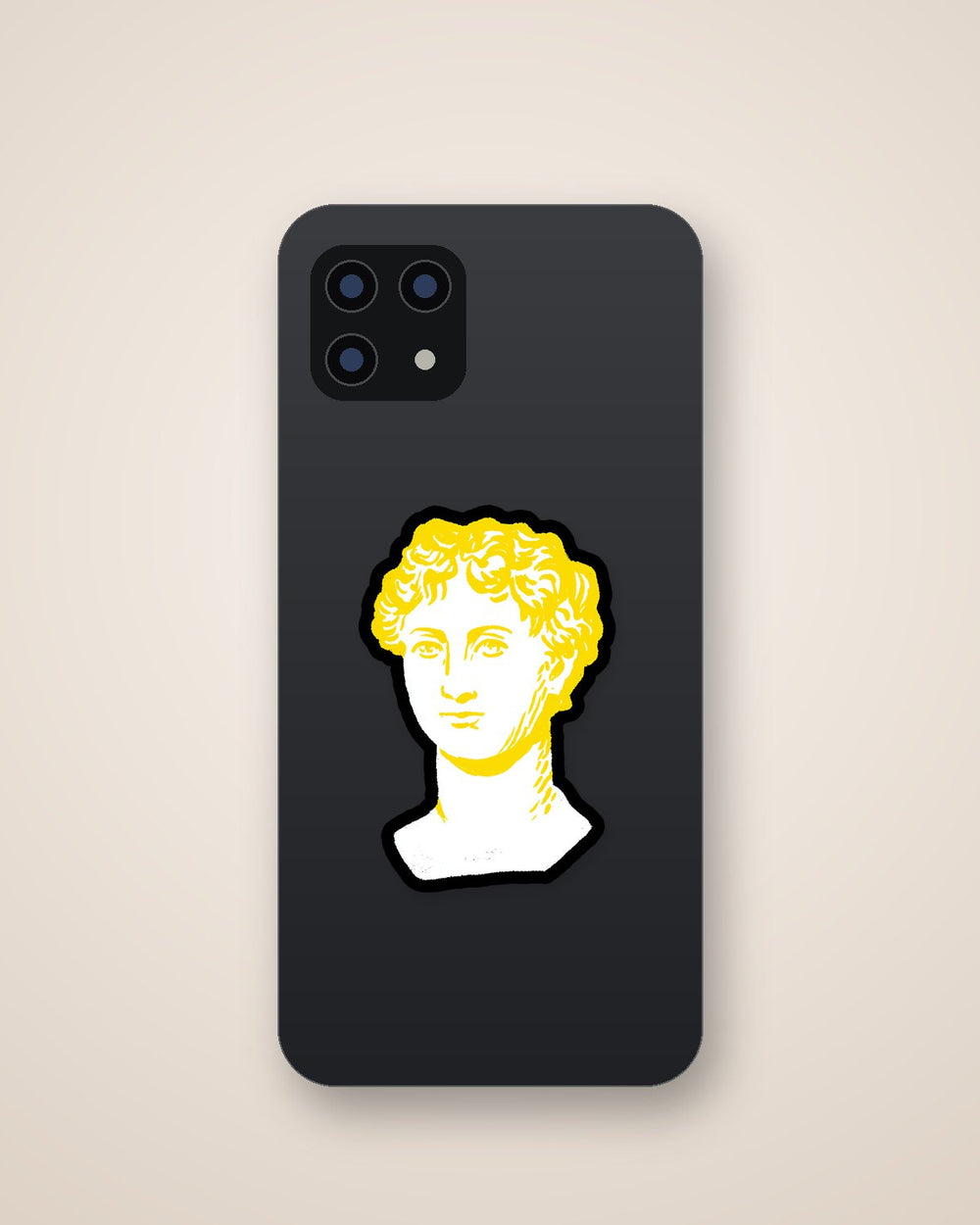 Classical David Bust Yellow Line Art Sticker