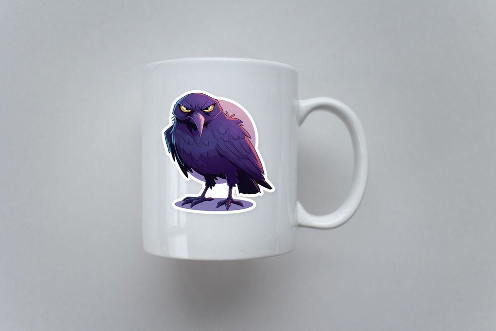 Grumpy Raven Cartoon Sticker