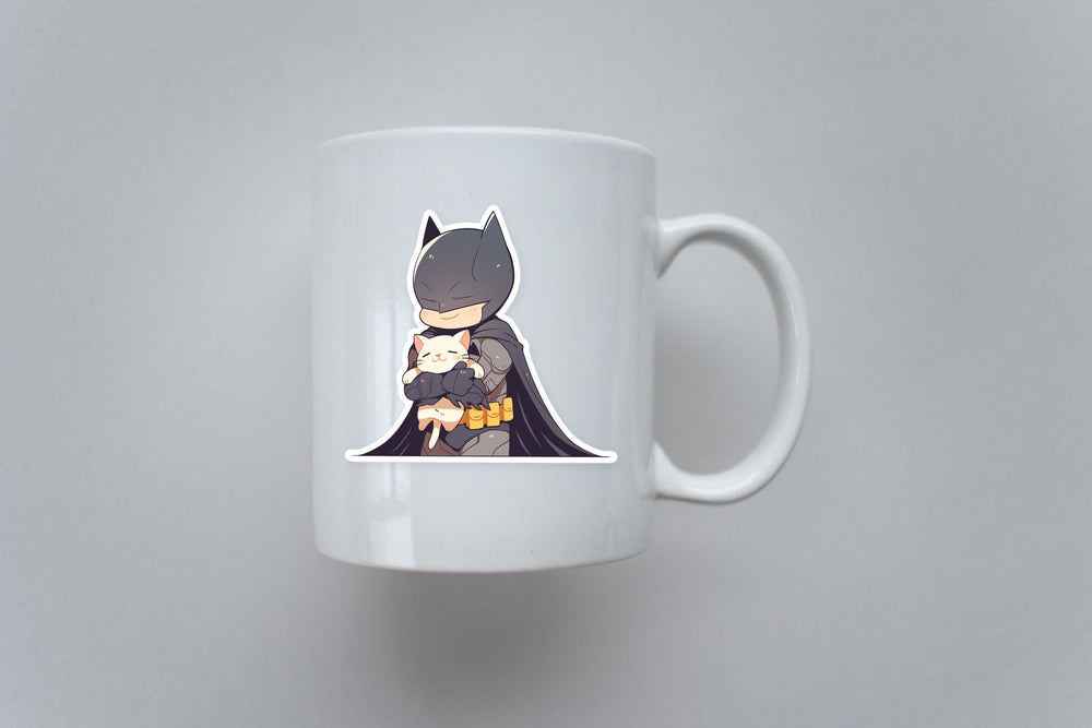 Chibi Batman Cat Cozy Sticker