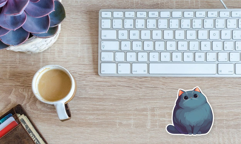 Fluffy Blue Cat Sticker