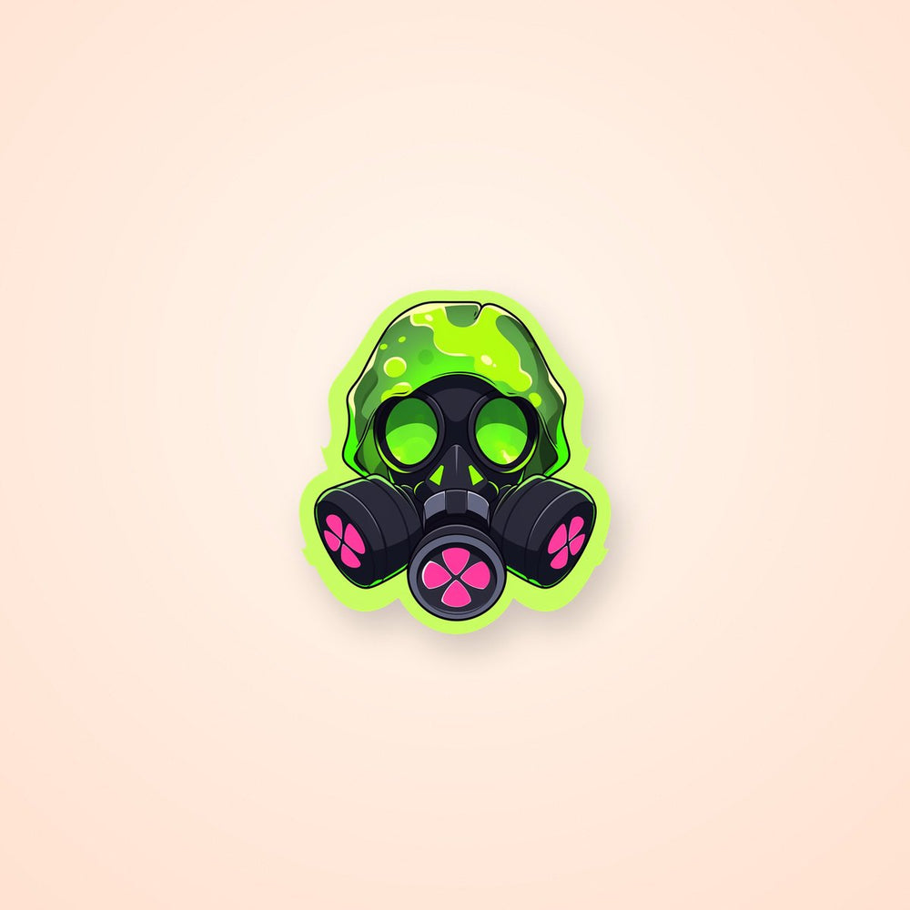 Green Biohazard Toxic Mask Sticker