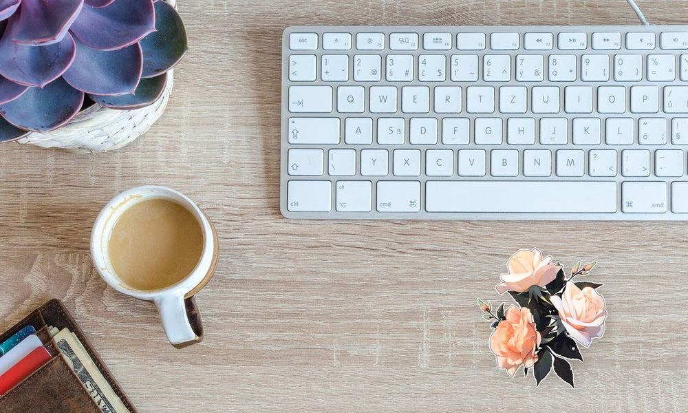 Three Peach Roses Sticker