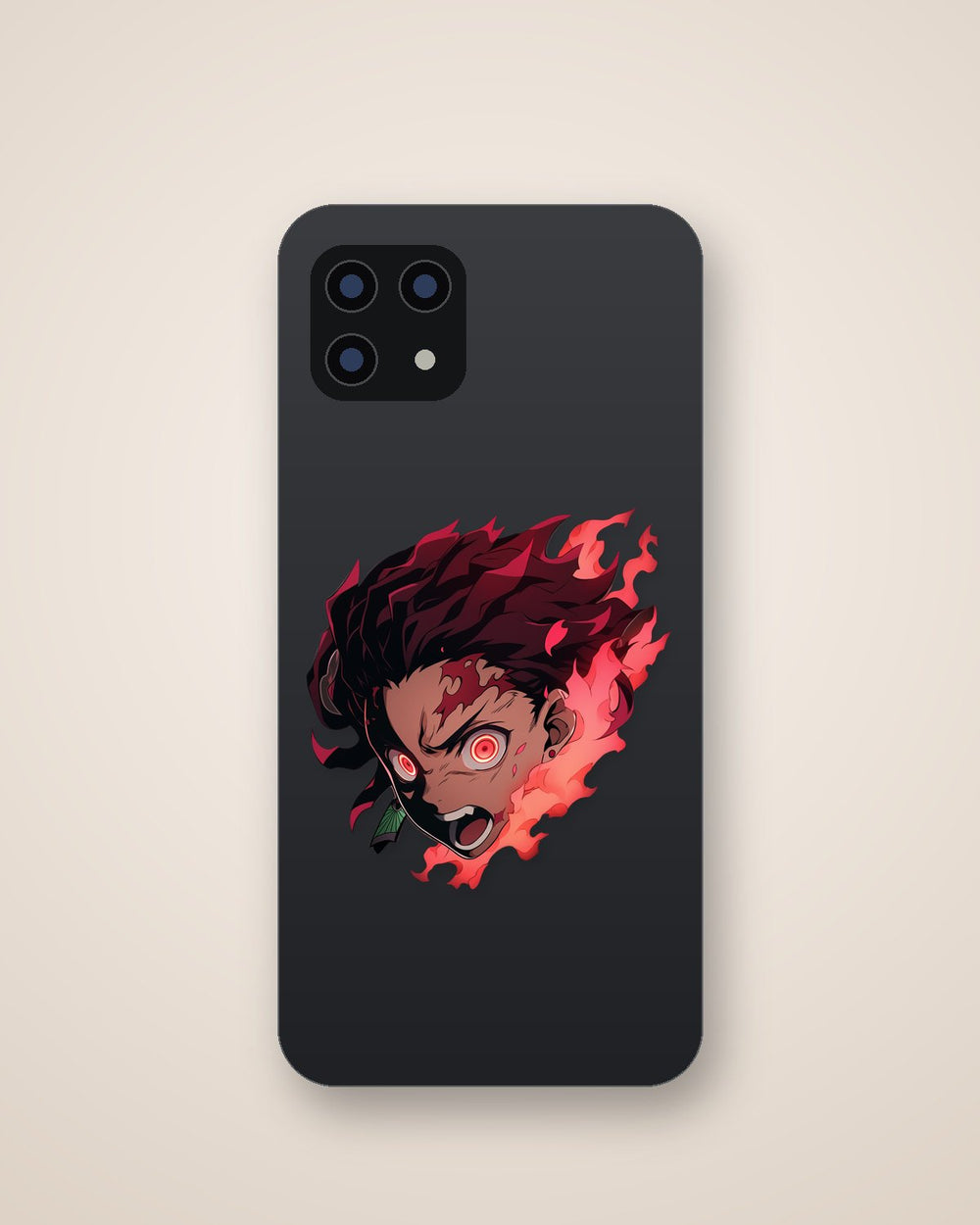 Tanjiro Kamado Head on Red Fire Sticker