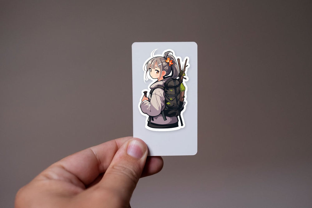 Anime Girl Looking from Behind Hiking Sticker