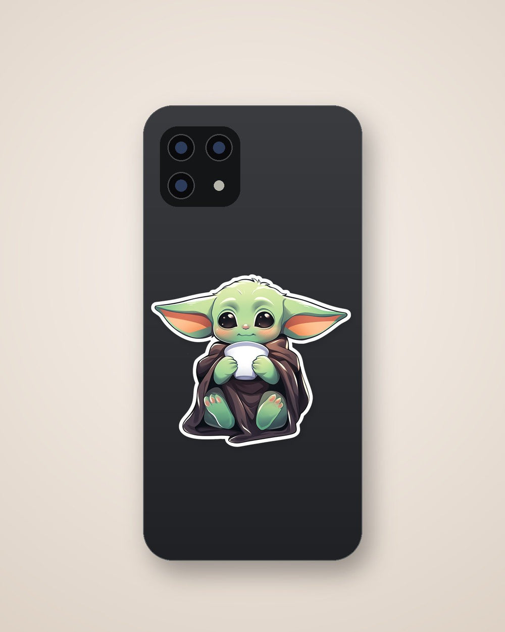 Cute Baby Yoda with a Cup Drawing Sticker