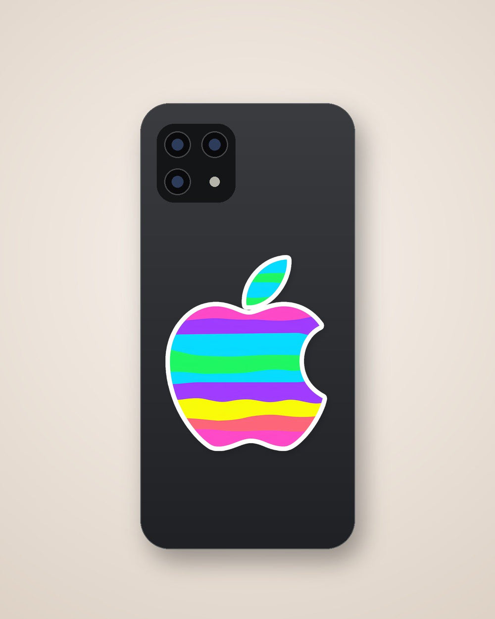 Apple Logo Rainbow Stripes Sticker