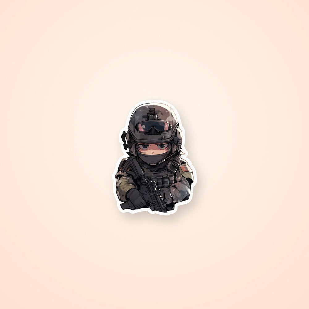 Anime Guy in Gear and Armed Sticker